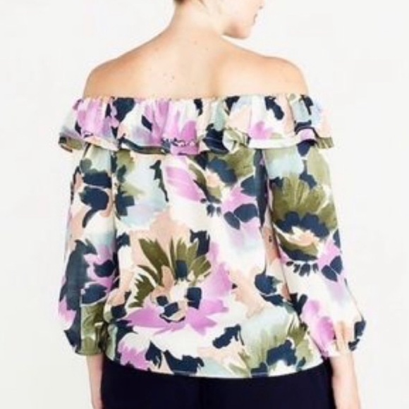 J. Crew Floral Ruffle Off Shoulder Blouse - Picture 4 of 10